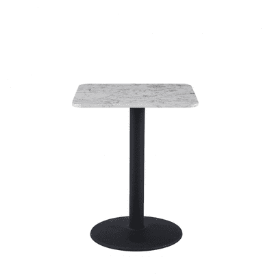 Cafe Restaurant Bistro Table -  White Square Pantheon Dining Table Black Leg-60cm