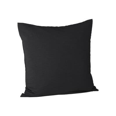 Celine Cushion Cover Poly Waffle , Black 50x50