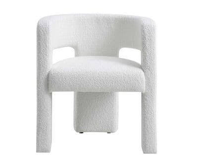Greenwich White Boucle Dining Chair - Armchair