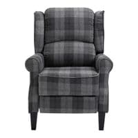 Grey Checked Fab Recliner Armchair, with wood feet