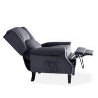 Grey Plush Velvet Recliner Armchair, with wood feet