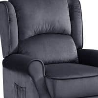 Grey Plush Velvet Recliner Armchair, with wood feet
