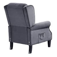 Grey Plush Velvet Recliner Armchair, with wood feet