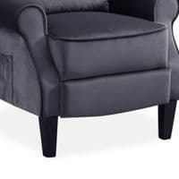 Grey Plush Velvet Recliner Armchair, with wood feet