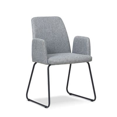 Grey Upholstered Contemporary armcahir with Metal Legs