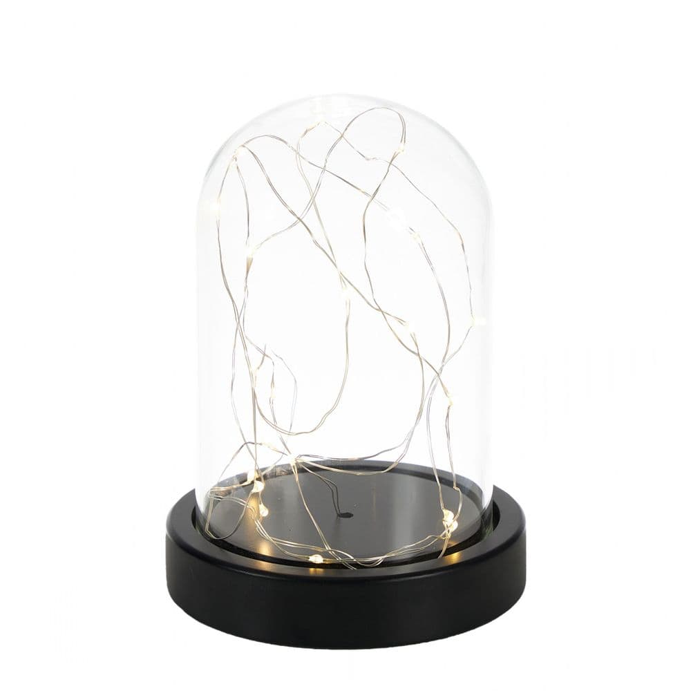 Lamp with glass dome with LED lights Black base