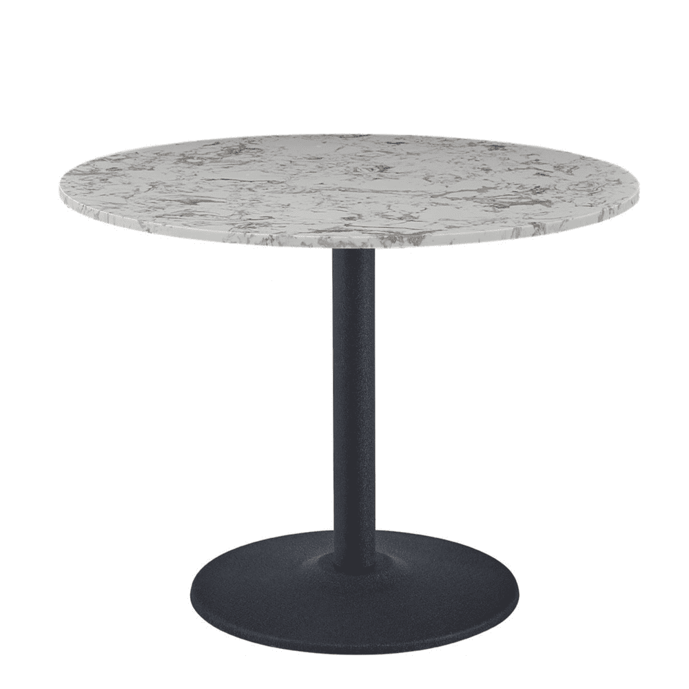 Mmilo New White round Marble Dining table black leg 100cm
