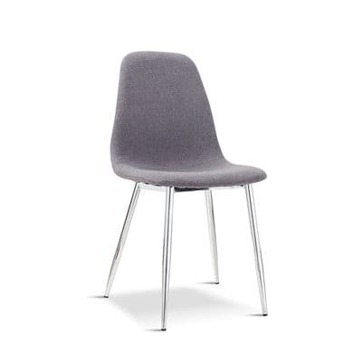 New Mmilo Upholstered Eiffel Dining Chair with Silver leg-Light Grey