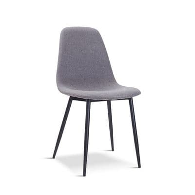 x1 Mmilo Upholstered Eiffel Style Dining Chair Black Legs - Grey