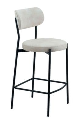 x2 Derby Padded Velvet Bar Stool- Cream