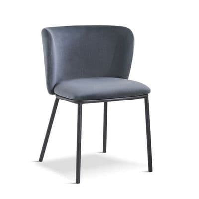 x2 Mandy Velvet Dining Chair Dark Grey-Crib 5