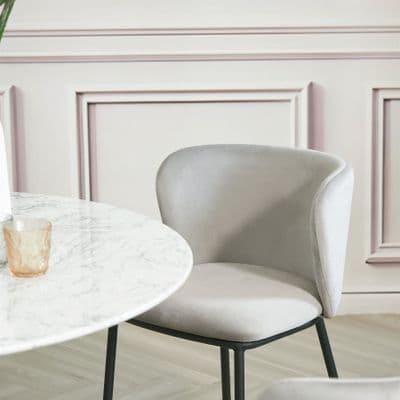 x2 Mandy Velvet Dining Chair Light Gream-Crib 5