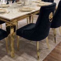 1.2 Sofia Cream Gold Marble Dining Table & 4 Black Velvet Chairs Set