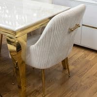 1.2m Sofia Cream Marble Dining Table & 4 Marco Cream Velvet Chairs
