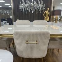 1.2m Sofia Cream Marble Dining Table & 4 Marco Cream Velvet Chairs