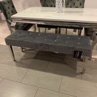 1.5m Marble White Dining Table  Minister Grey Chairs