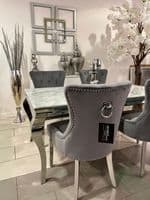1.6m Marble Grey Dining Table + Aydin Grey Chairs