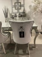 1.6m Marble Grey Dining Table + Aydin Silver Chairs