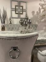 1.6m Marble Grey Dining Table + Aydin Silver Chairs
