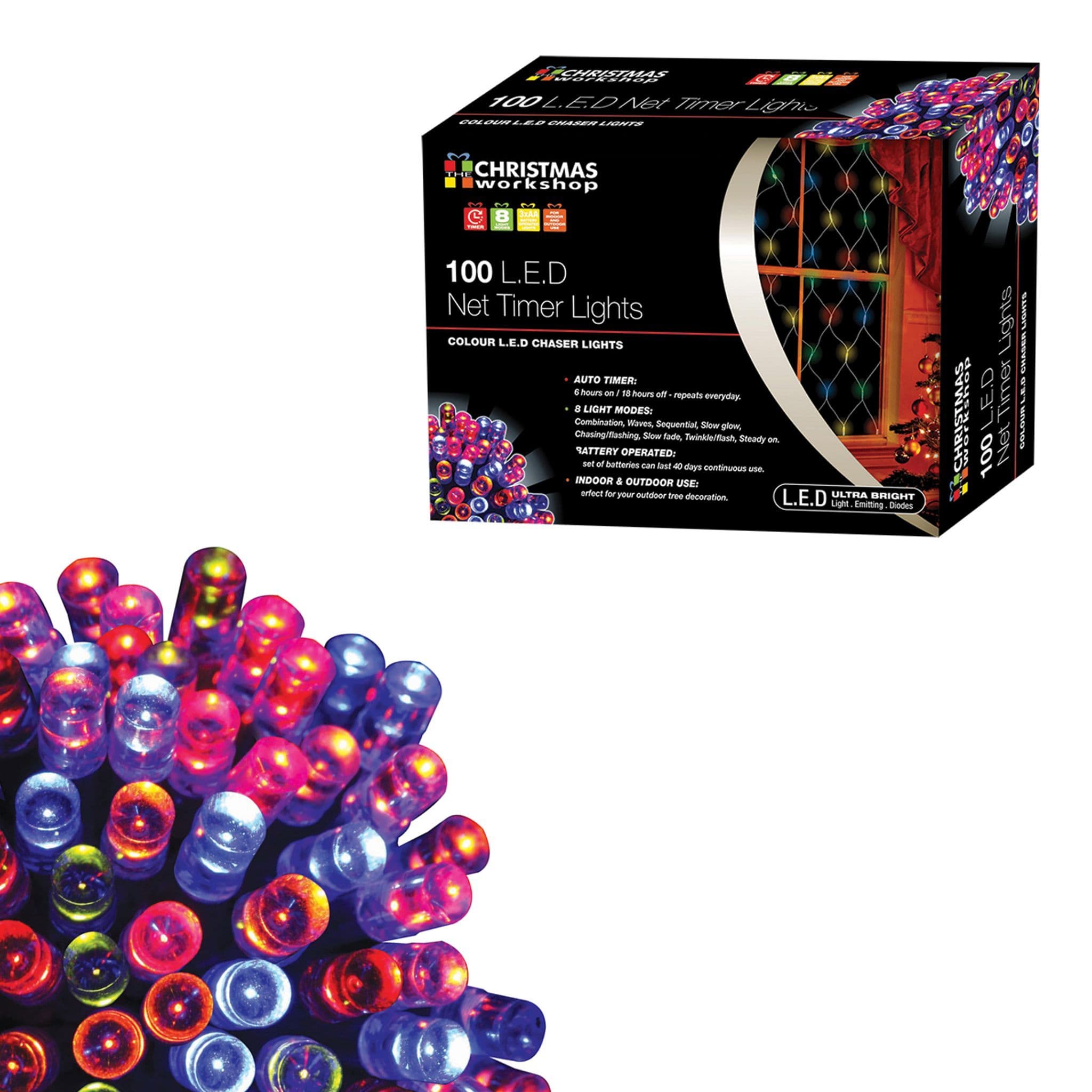 100 LED Battery Operated Timer Light Warm White/Multi-Colour
