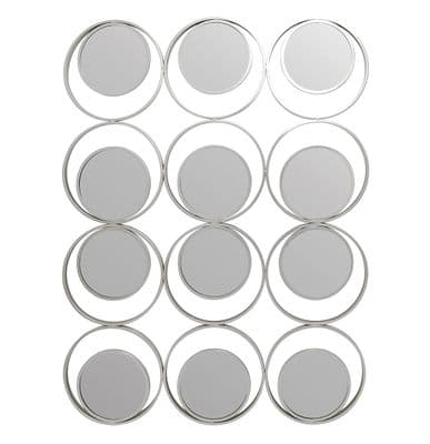 12 Circles Wall Mirror In Silver