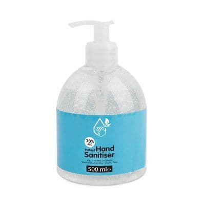 12 x 500ml Hand Sanitiser Gel 70% Alcohol. Bottle With Pump