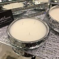 14Cm Round Silver 3 Wick Decor Candle