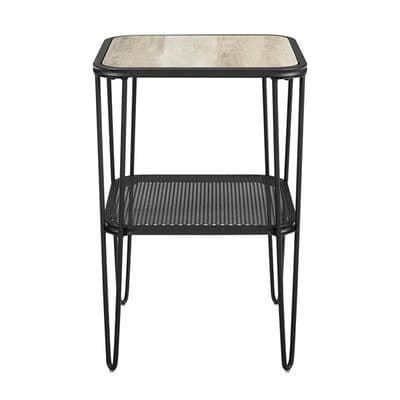 16″ Urban Industrial Mesh Metal Shelf Hairpin Leg Side Table in Grey