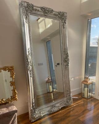 204cm X-Large Vintage Design Mirror Silver