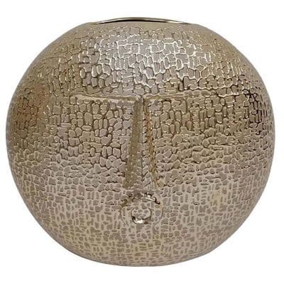 21cm Gold Textured Round Face Ceramic Art Vase – Home Luxe Interior