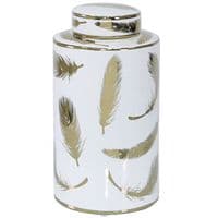 21cm Luxe Medium Ginger Jar White And Gold Leaf