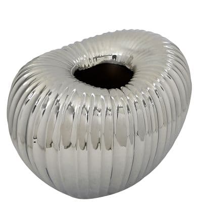 21cm Ribbed Short Vase Silver