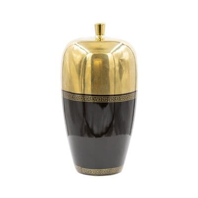 25cm Black and Gold Greek Oval Ginger Jar