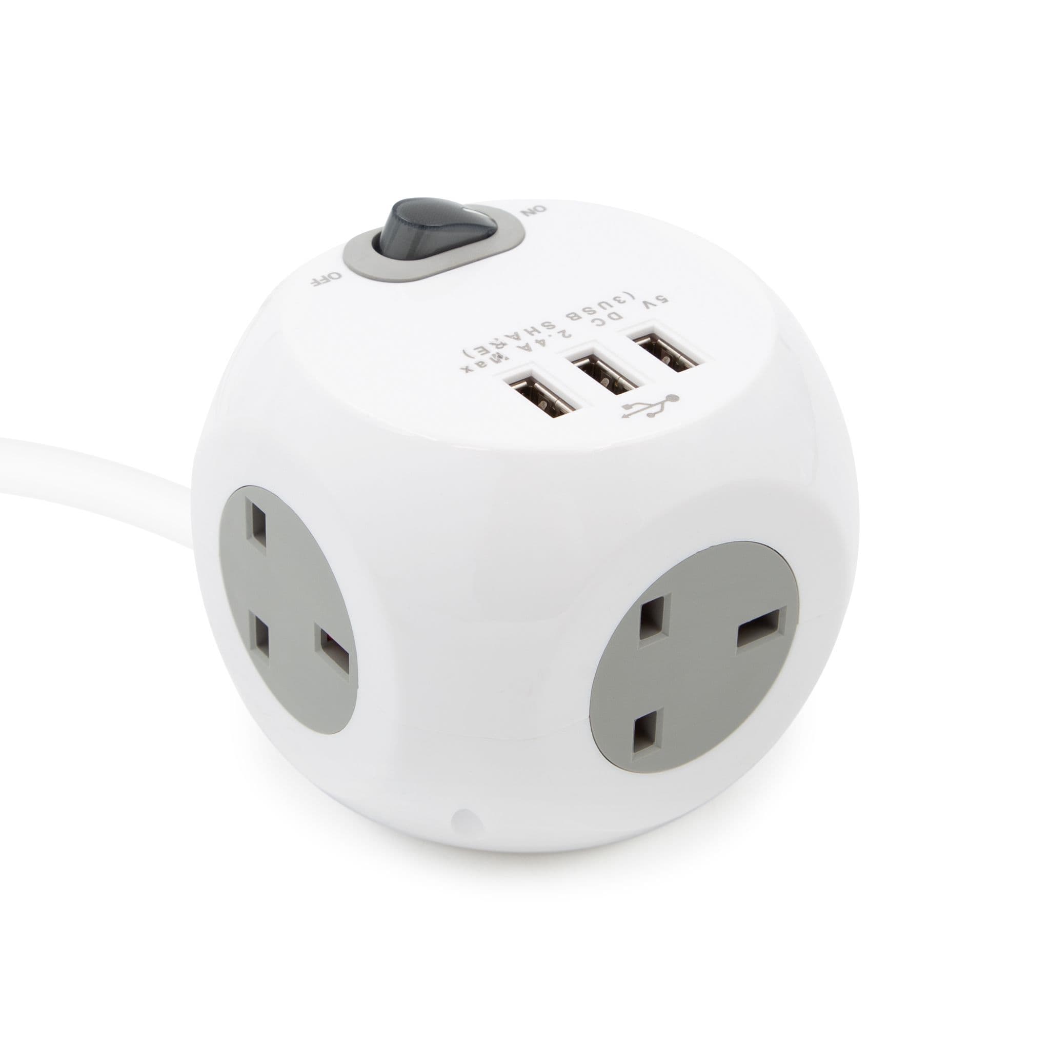 3 Way 1 4M Cube Socket With 3 USB Ports