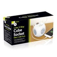 3 Way 1 4M Cube Socket With 3 USB Ports