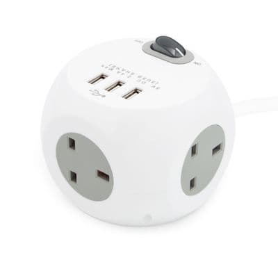 3 Way 1.4M Cube Socket With 3 USB Ports 🔌💡📱