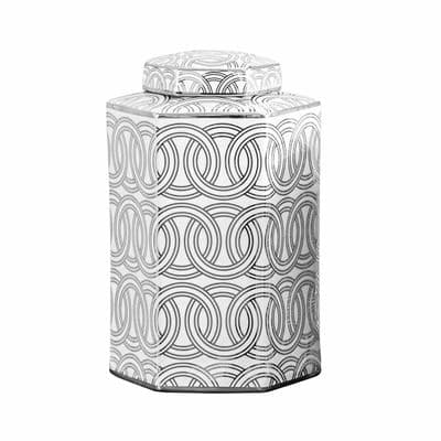 30cm Black and White Circle Design Ginger Jar