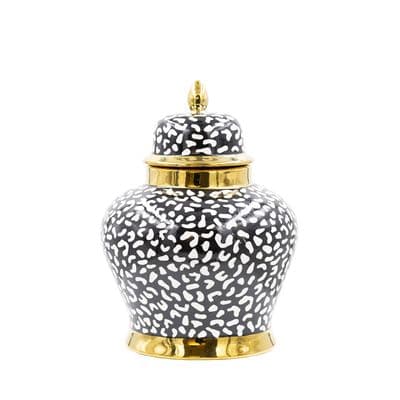 30cm Black and White Paw Print Ginger Jar