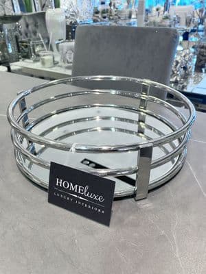 30cm Round Mirror Silver Decor Tray