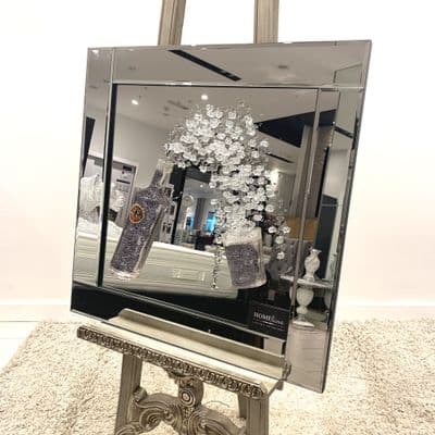 3D Silver Bacardi  & Glass  Glitter Wall Art Mirror