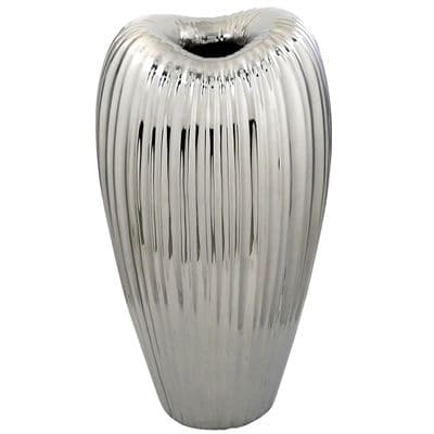 43cm Ribbed Vase Silver Lustre