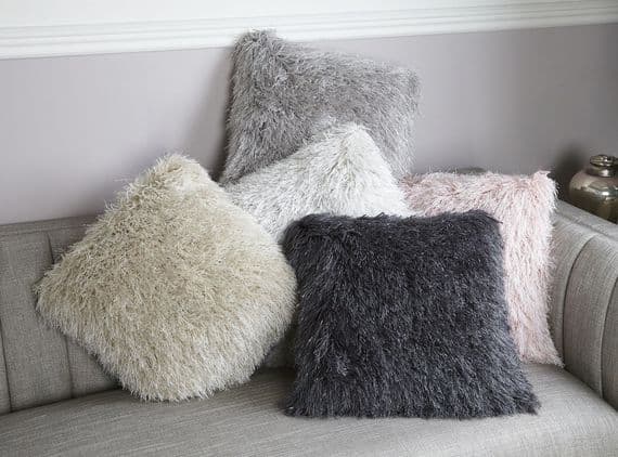 45 x 45cm Filled Cushion Shaggy Glitter Terracotta