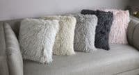 45 x 45cm Filled Cushion Shaggy Glitter Terracotta