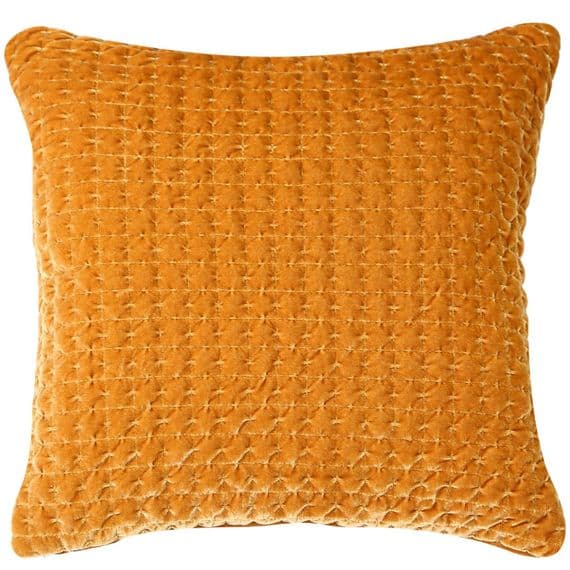 45 x 45cm Mustard Velvet Quilted Filled Cushion