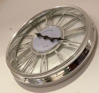 45Cm Roman Numeral Clock Silver
