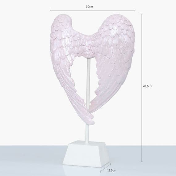 49 5cm Angel Wing Decoration On Stand Blush Pink