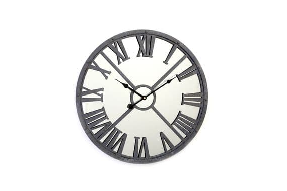 50Cm Roman Grey Mirror Metal Clock