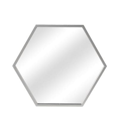 50cm Silver Border Hexagon Mirror