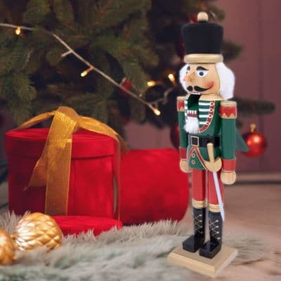 50cm Wooden Nutcracker Red & Green Colour