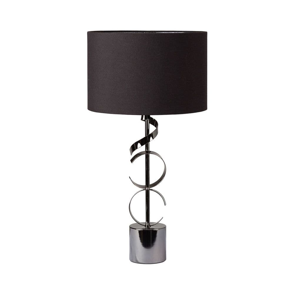 51cm Black Metal Swirl Table Lamp with Black Shade